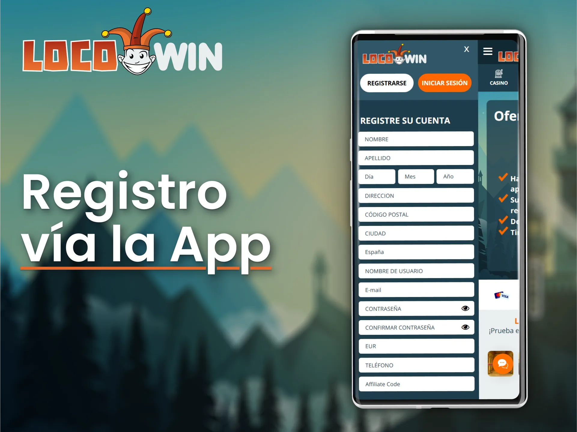 Crear tu cuenta en LocoWin app es rápido, seguro y simple.