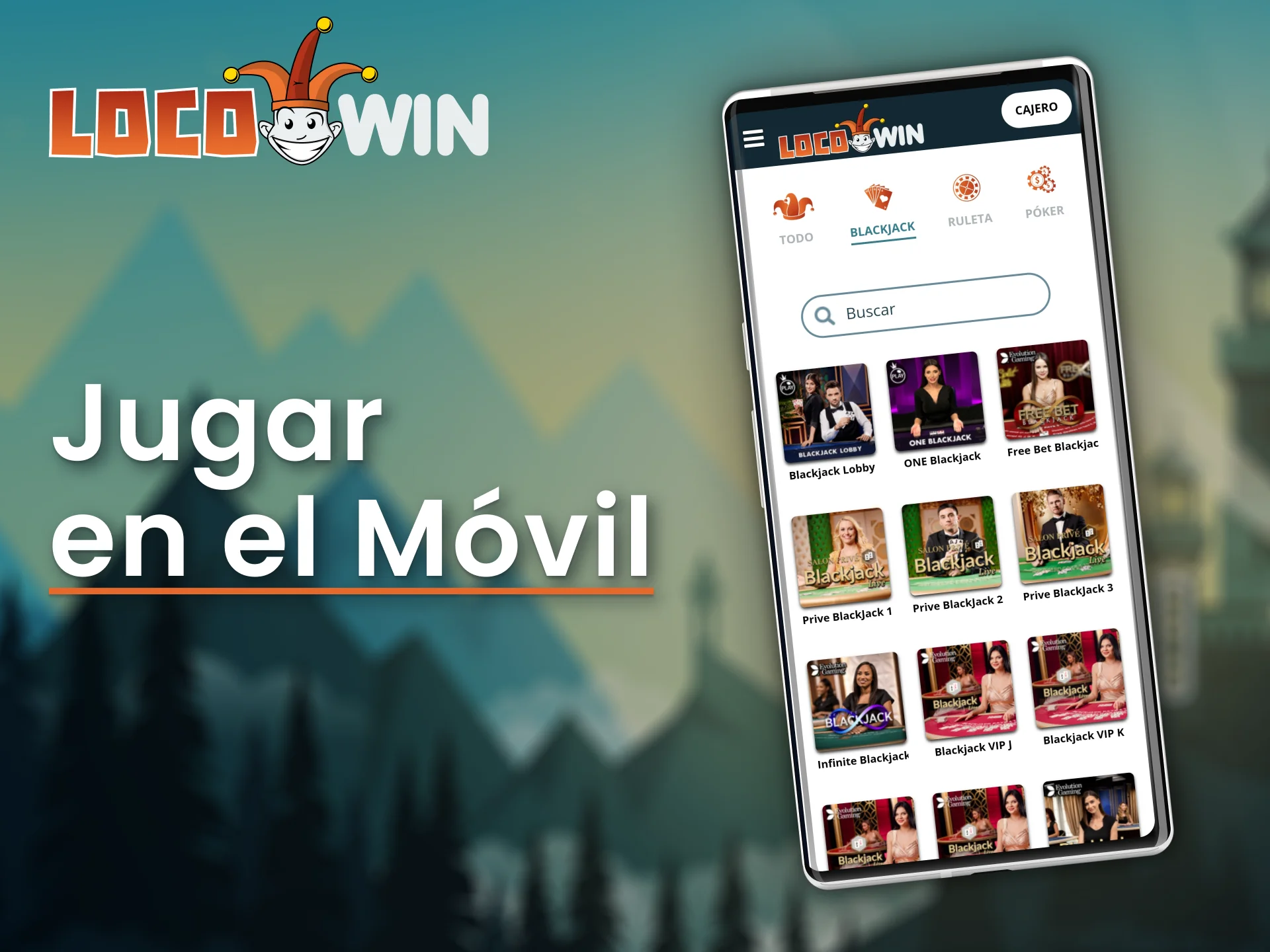 Juega al blackjack en tu teléfono con LocoWin.