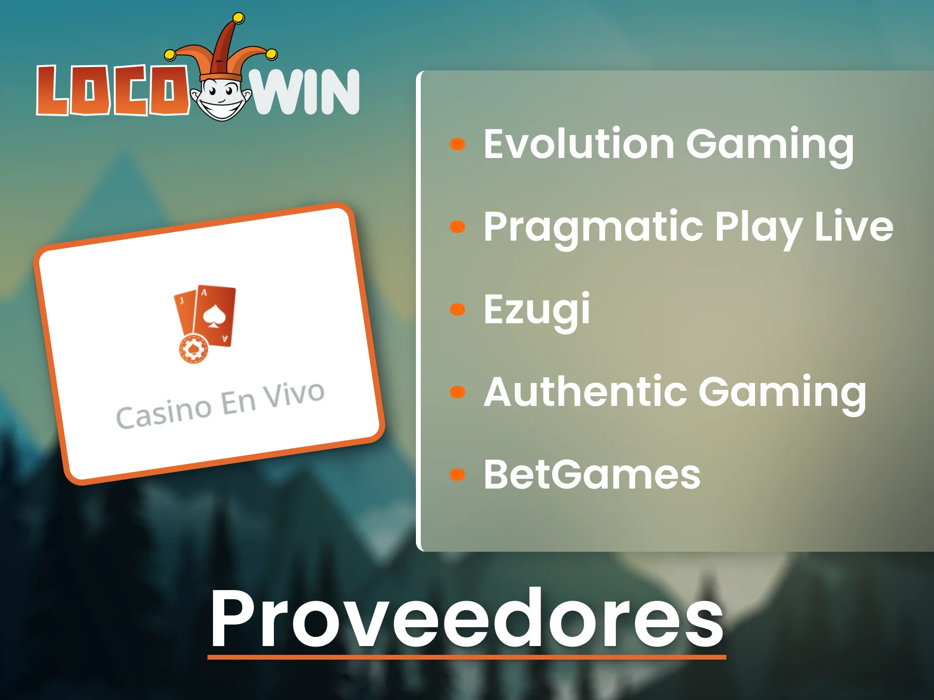 Los juegos de casino en vivo en LocoWin son proporcionados por los mejores desarrolladores de software de casinos.