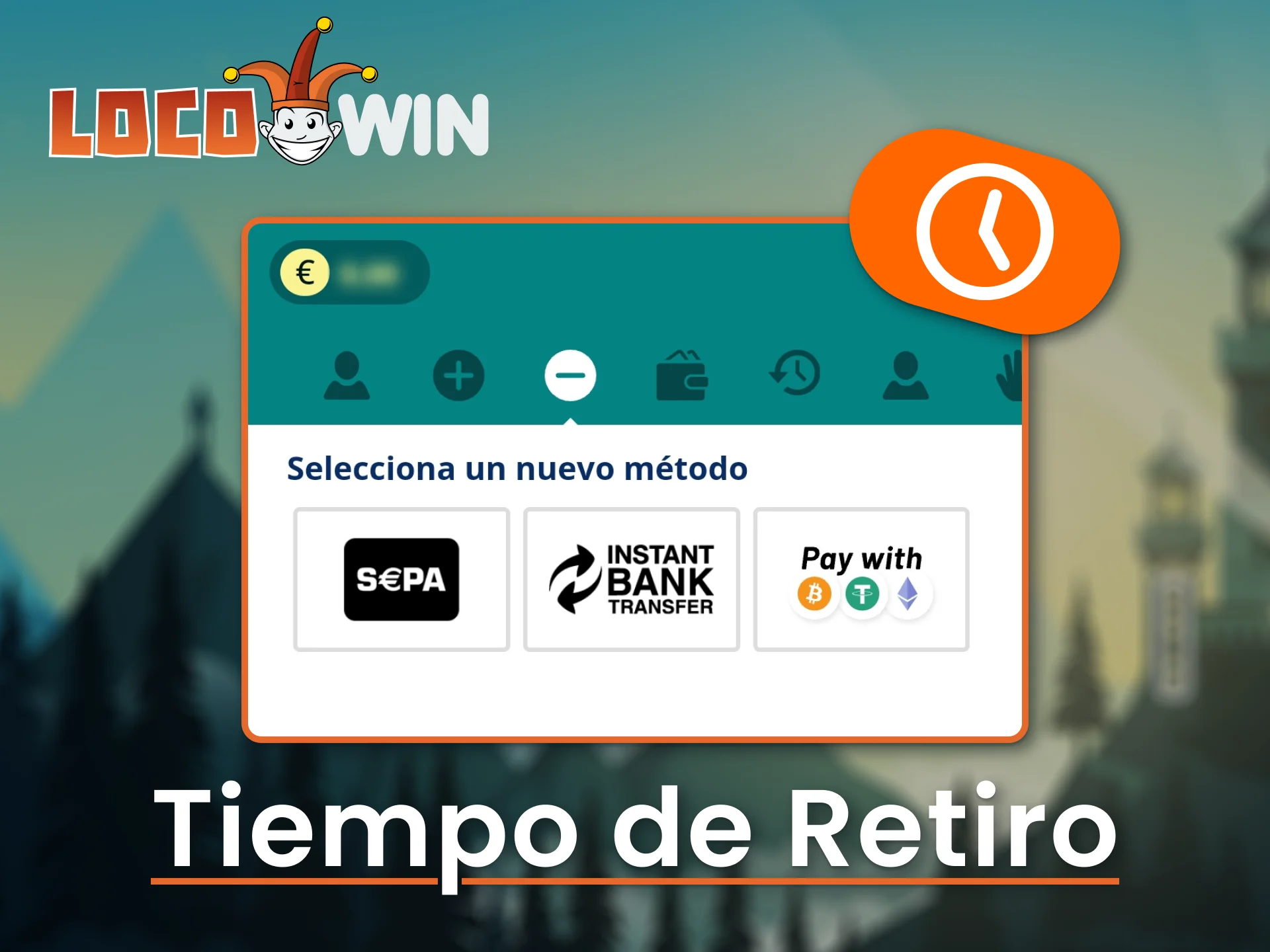 La duración del retiro en LocoWin depende del método de pago utilizado.