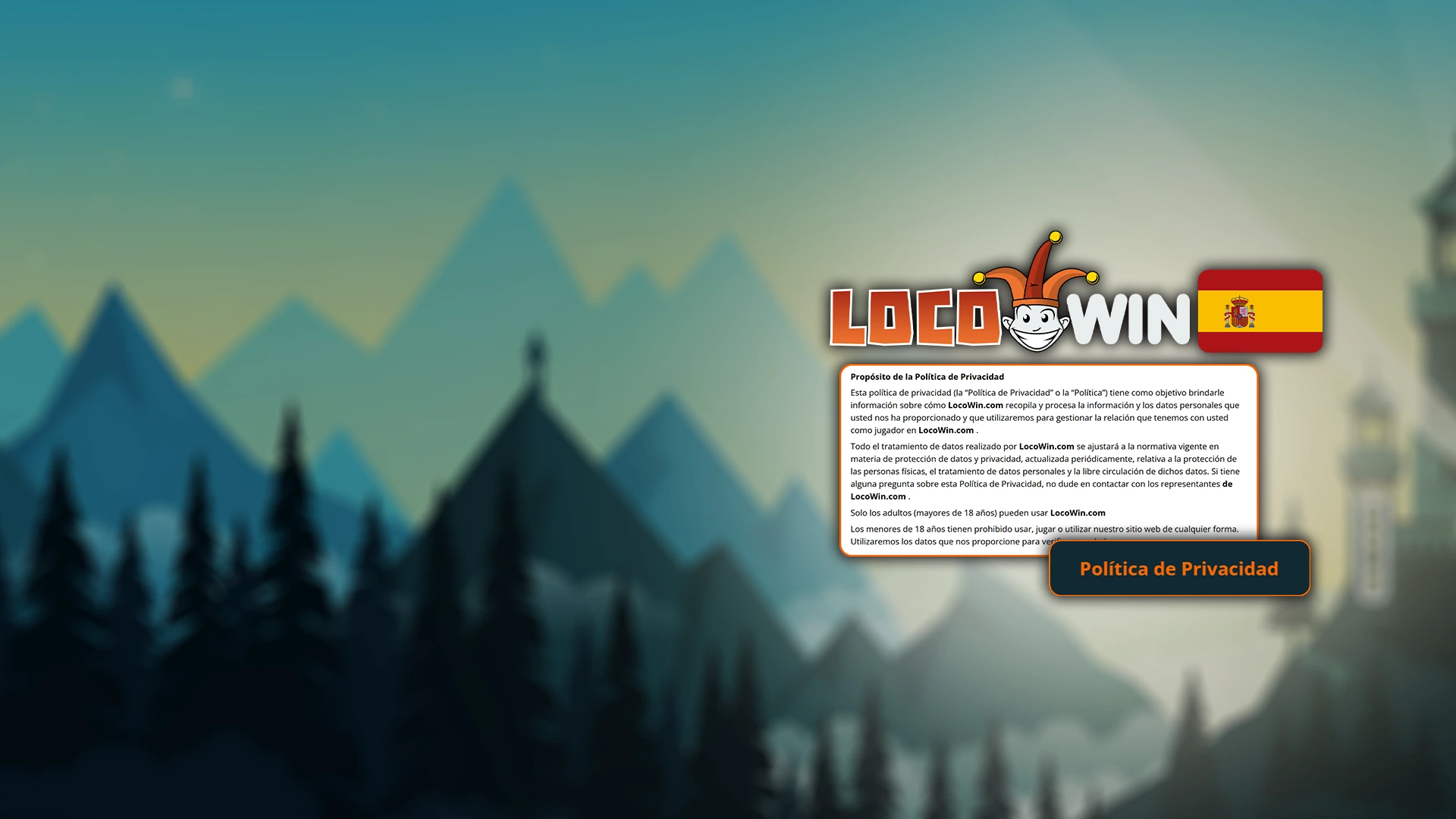 Lea la política de privacidad de la plataforma LocoWin.