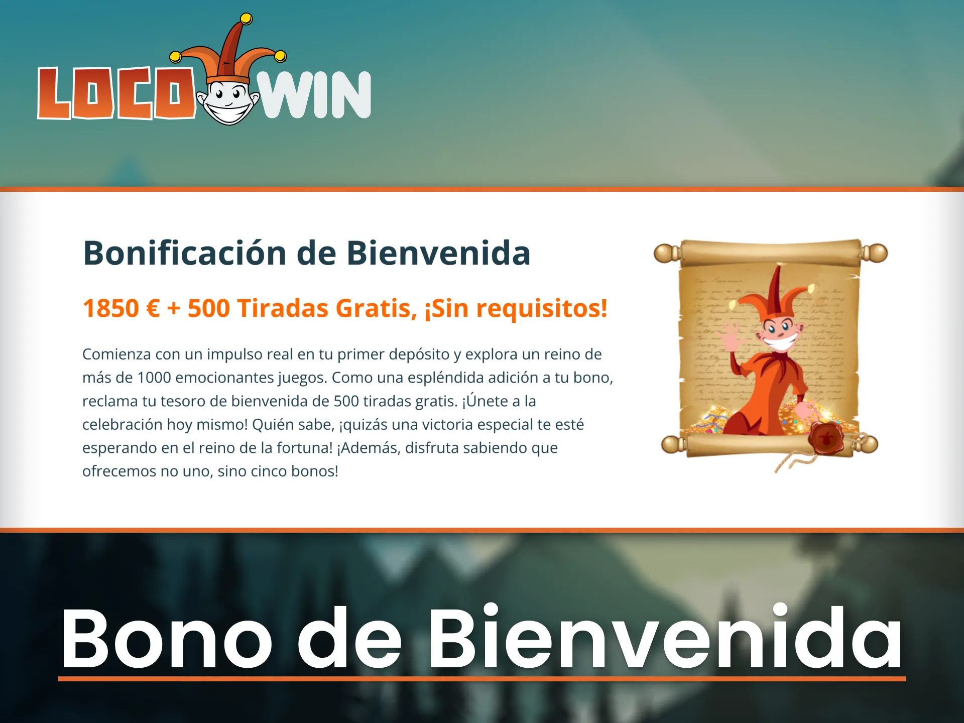LocoWin te da un increíble Bono de Bienvenida para que disfrutes más tus apuestas.