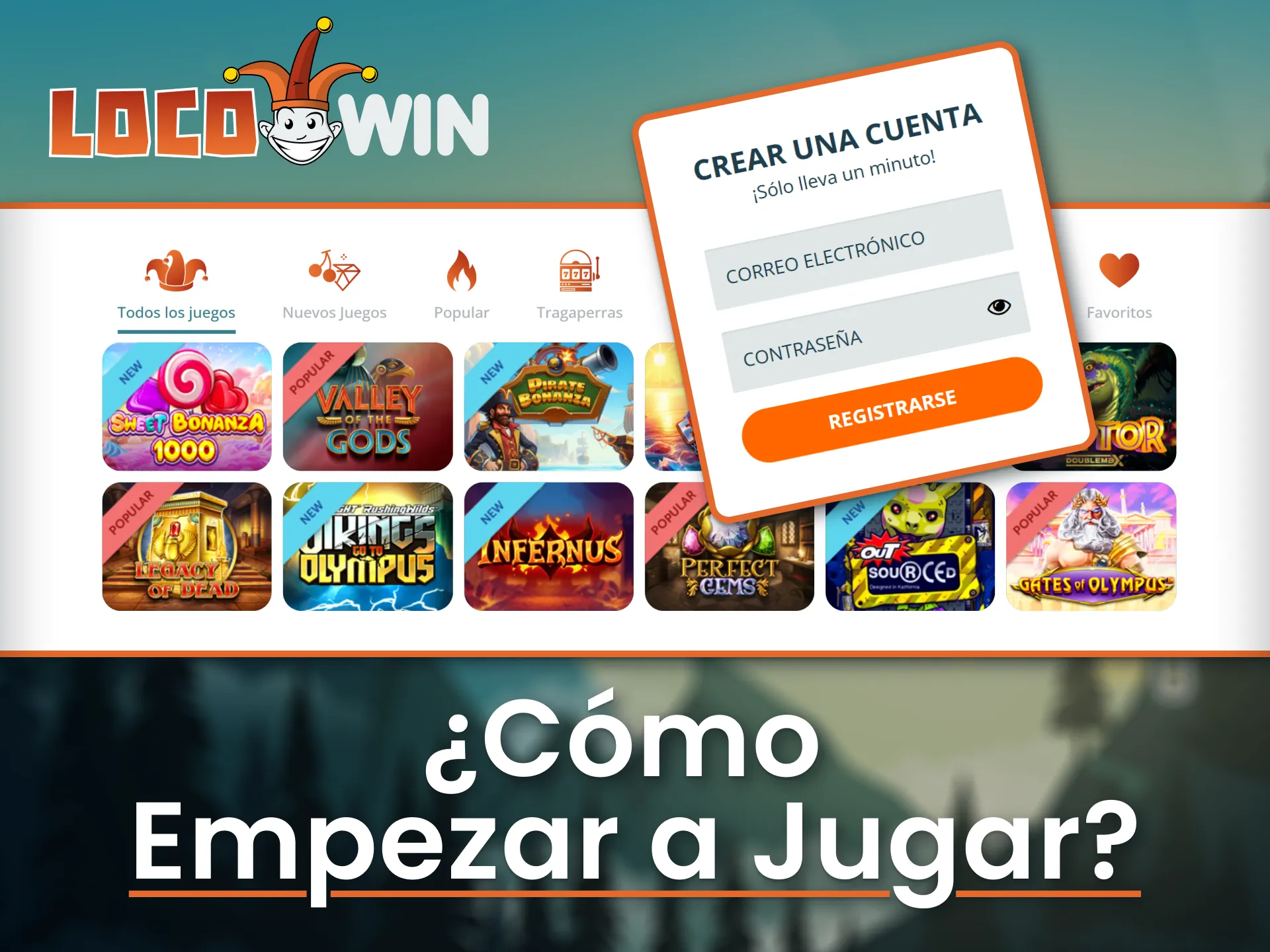 Regístrate y comienza a jugar en LocoWin en segundos.
