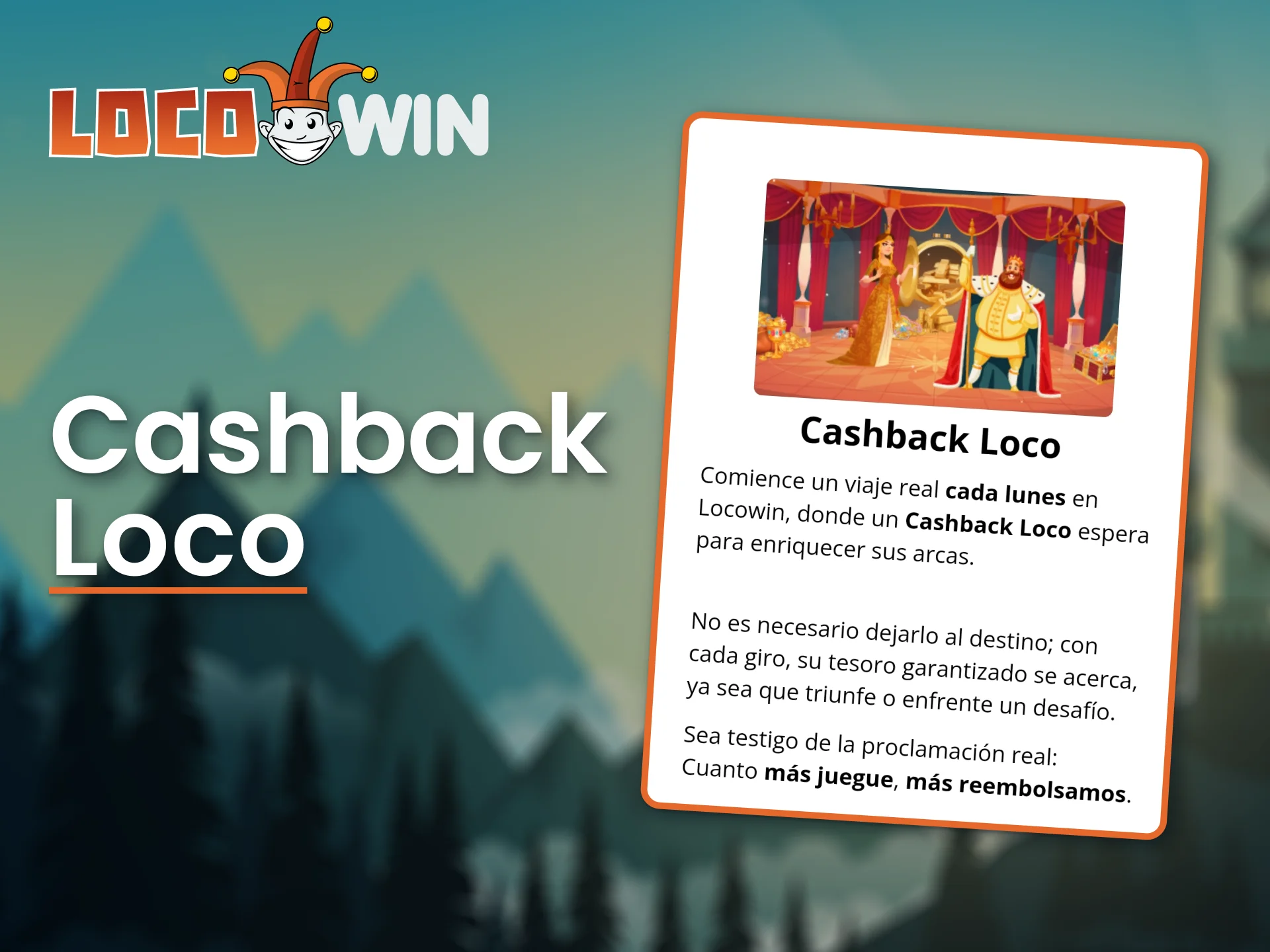 Recibe un bono de cashback en LocoWin y recupera tu dinero en caso de perder.