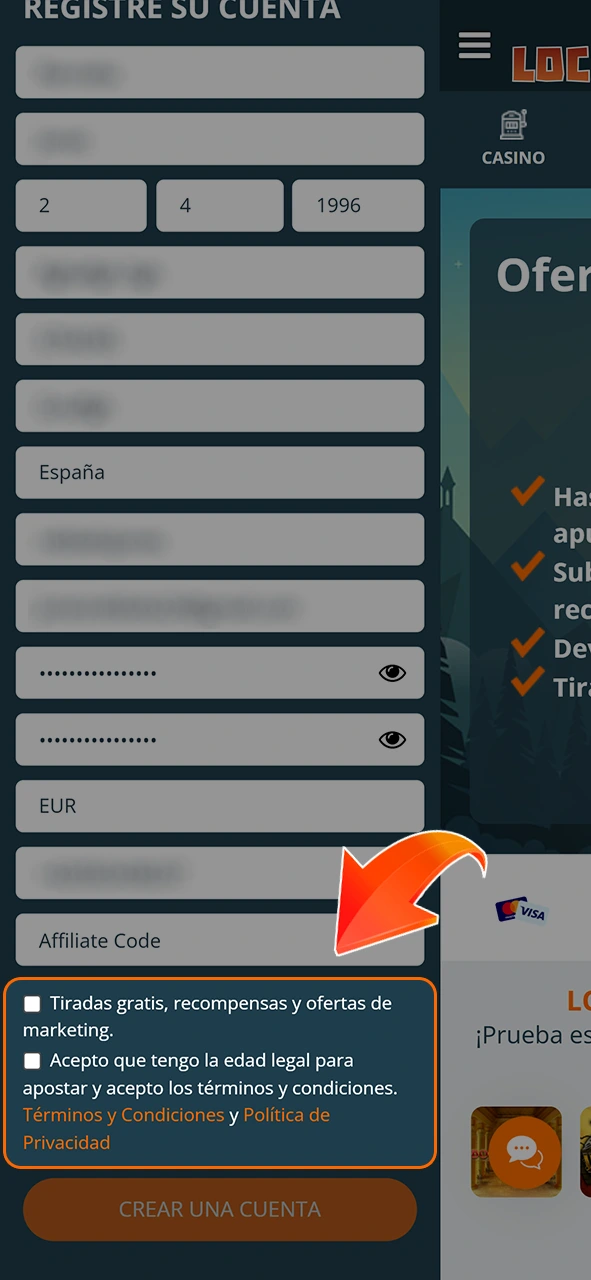 Acepta las normas de la plataforma LocoWin.