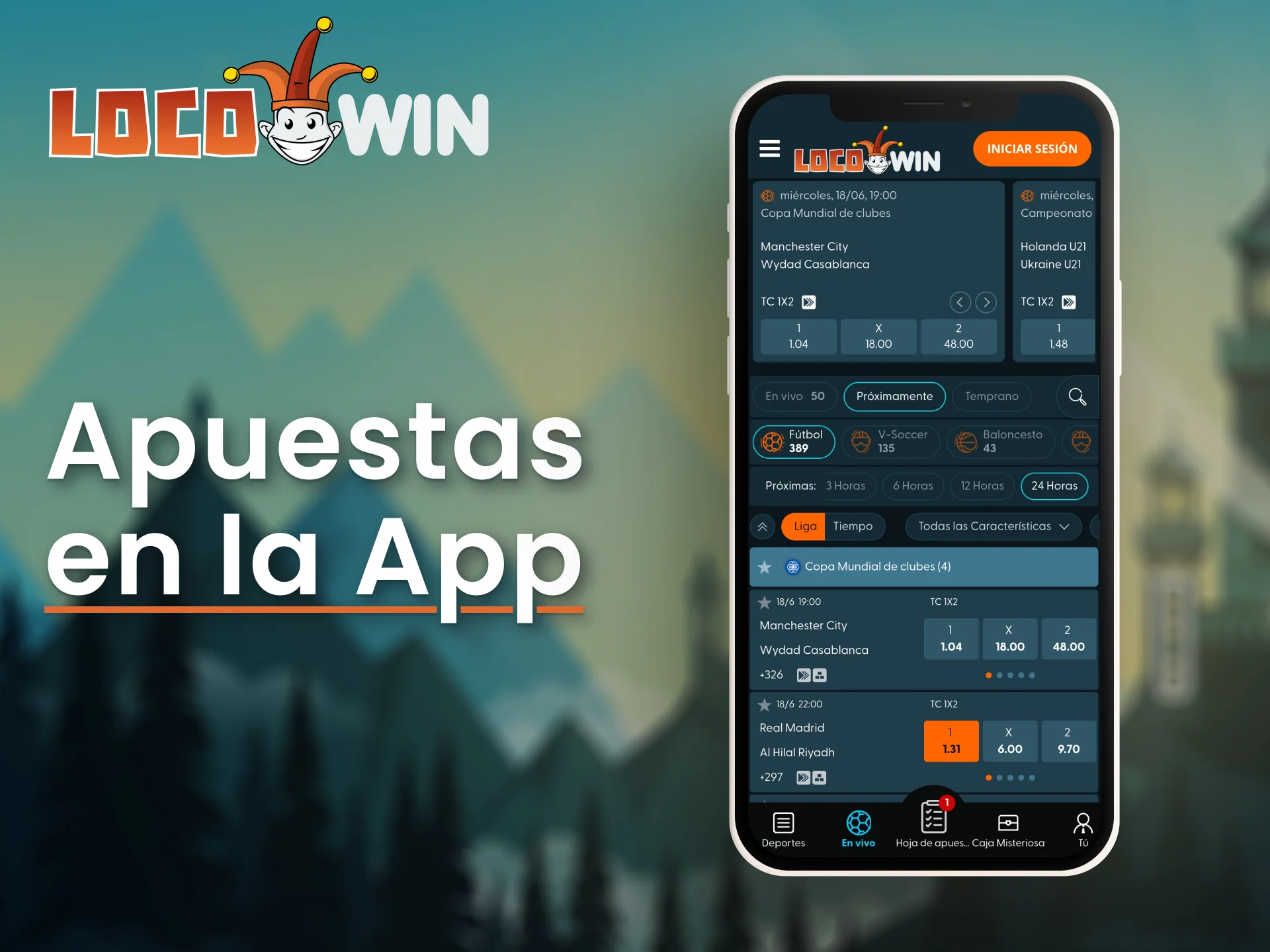 Apuesta en deportes en movimiento usando la versión móvil de LocoWin.