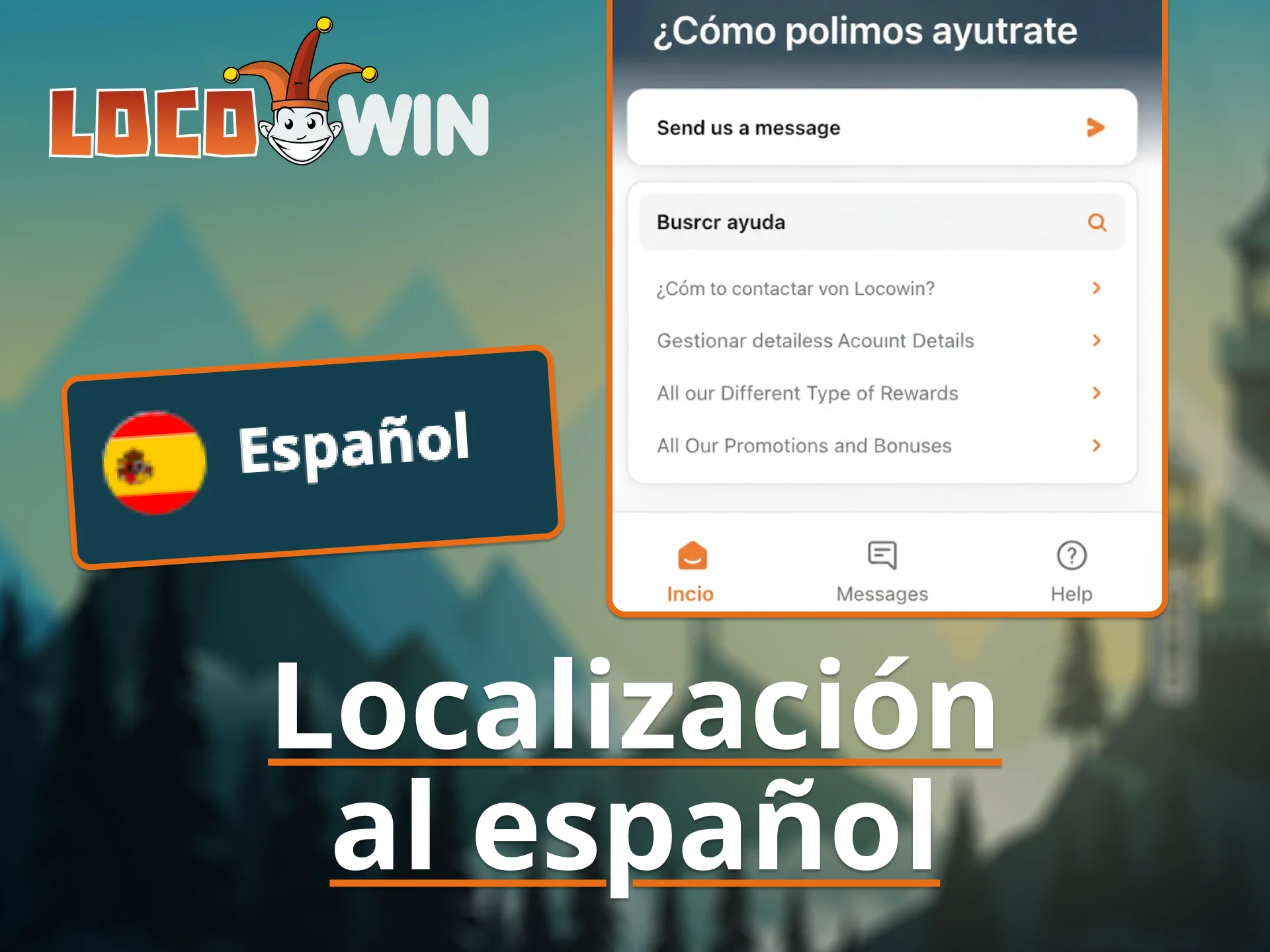 Disfruta LocoWin en español con soporte completo y atención permanente.