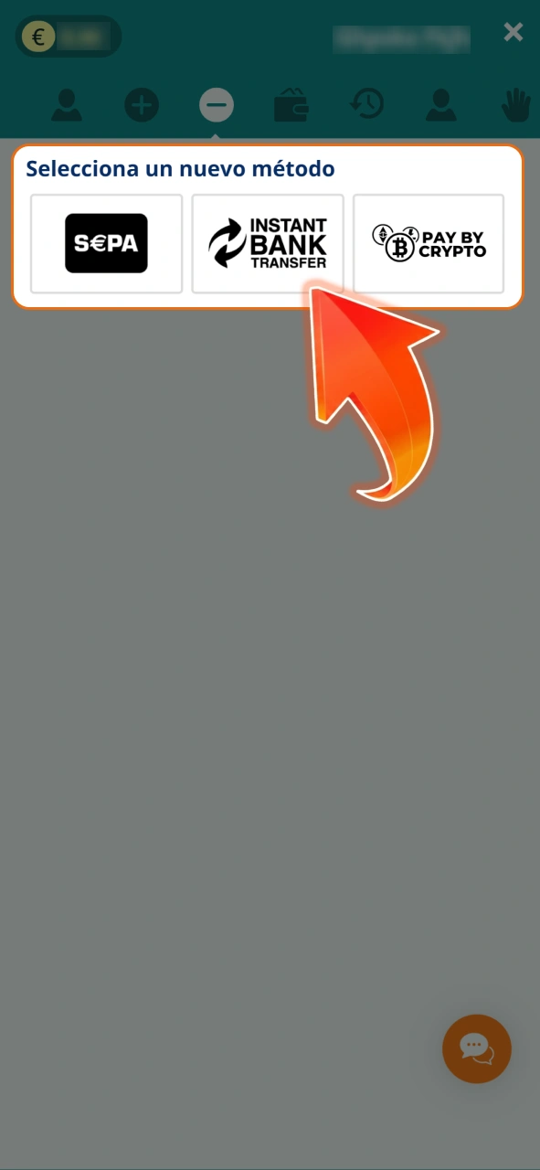 Selecciona el importe que deseas retirar de tu saldo en LocoWin.